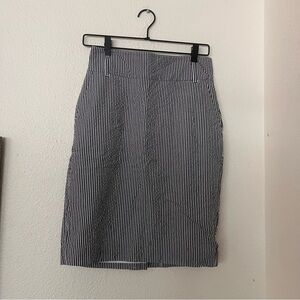 Navy and White Seersucker Pencil Skirt